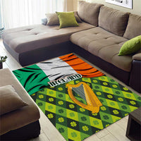Ireland Area Rug with Irish Flag Harp and Shamrock Pattern Design