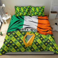 Ireland Bedding Set with Irish Flag Harp and Shamrock Pattern Design