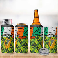 Ireland 4 in 1 Can Cooler Tumbler with Irish Flag Harp and Shamrock Pattern Design