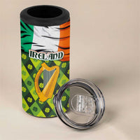 Ireland 4 in 1 Can Cooler Tumbler with Irish Flag Harp and Shamrock Pattern Design