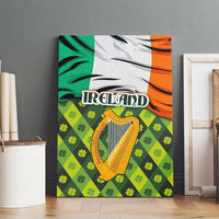 Ireland Canvas Wall Art with Irish Flag Harp and Shamrock Pattern Design