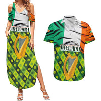 Ireland Couples Matching Summer Maxi Dress and Hawaiian Shirt with Irish Flag Harp and Shamrock Pattern Design
