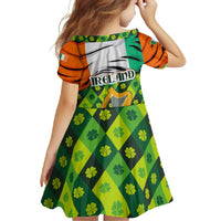 Ireland Family Matching Off Shoulder Maxi Dress and Hawaiian Shirt with Irish Flag Harp and Shamrock Pattern Design