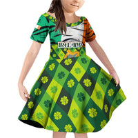 Ireland Family Matching Off Shoulder Short Dress and Hawaiian Shirt with Irish Flag Harp and Shamrock Pattern Design
