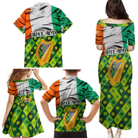 Ireland Family Matching Puletasi and Hawaiian Shirt with Irish Flag Harp and Shamrock Pattern Design
