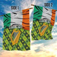 Ireland Garden Flag with Irish Flag Harp and Shamrock Pattern Design