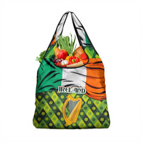 Ireland Grocery Bag with Irish Flag Harp and Shamrock Pattern Design