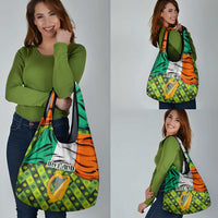 Ireland Grocery Bag with Irish Flag Harp and Shamrock Pattern Design