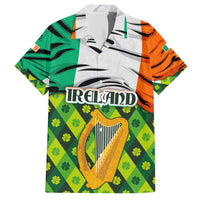 Ireland Hawaiian Shirt with Irish Flag Harp and Shamrock Pattern Design