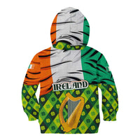 Ireland Kid Hoodie with Irish Flag Harp and Shamrock Pattern Design