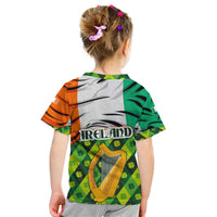 Ireland Kid T Shirt with Irish Flag Harp and Shamrock Pattern Design