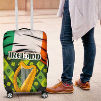 Ireland Luggage Cover with Irish Flag Harp and Shamrock Pattern Design