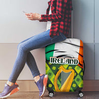Ireland Luggage Cover with Irish Flag Harp and Shamrock Pattern Design