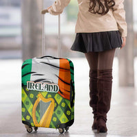 Ireland Luggage Cover with Irish Flag Harp and Shamrock Pattern Design