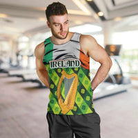 Ireland Men Tank Top with Irish Flag Harp and Shamrock Pattern Design