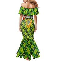 Ireland Mermaid Dress with Irish Flag Harp and Shamrock Pattern Design