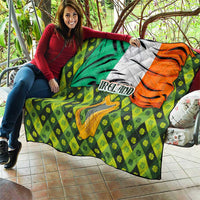 Ireland Quilt with Irish Flag Harp and Shamrock Pattern Design