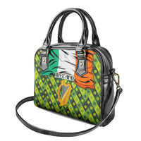 Ireland Shoulder Handbag with Irish Flag Harp and Shamrock Pattern Design