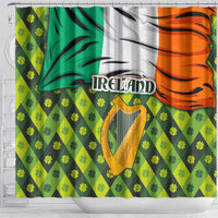Ireland Shower Curtain with Irish Flag Harp and Shamrock Pattern Design