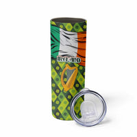 Ireland Skinny Tumbler with Irish Flag Harp and Shamrock Pattern Design
