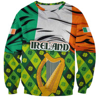 Ireland Sweatshirt with Irish Flag Harp and Shamrock Pattern Design