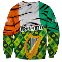 Ireland Sweatshirt with Irish Flag Harp and Shamrock Pattern Design