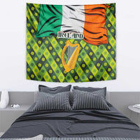 Ireland Tapestry with Irish Flag Harp and Shamrock Pattern Design