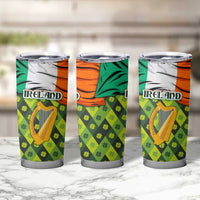Ireland Tumbler Cup with Irish Flag Harp and Shamrock Pattern Design
