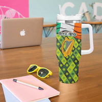 Ireland Tumbler With Handle with Irish Flag Harp and Shamrock Pattern Design