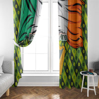 Ireland Window Curtain with Irish Flag Harp and Shamrock Pattern Design