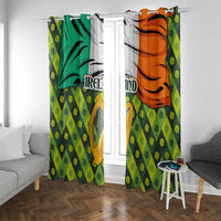 Ireland Window Curtain with Irish Flag Harp and Shamrock Pattern Design