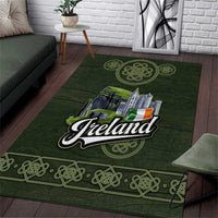 Celtic Ireland Area Rug with Irish Flag Castle and Knotwork Design