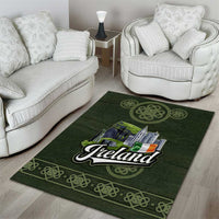 Celtic Ireland Area Rug with Irish Flag Castle and Knotwork Design