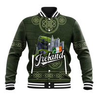 Celtic Ireland Baseball Jacket with Irish Flag Castle and Knotwork Design
