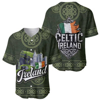 Celtic Ireland Baseball Jersey with Irish Flag Castle and Knotwork Design