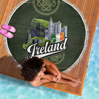 Celtic Ireland Beach Blanket with Irish Flag Castle and Knotwork Design