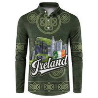 Celtic Ireland Button Sweatshirt with Irish Flag Castle and Knotwork Design