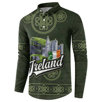 Celtic Ireland Button Sweatshirt with Irish Flag Castle and Knotwork Design