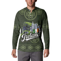 Celtic Ireland Button Sweatshirt with Irish Flag Castle and Knotwork Design