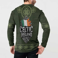 Celtic Ireland Button Sweatshirt with Irish Flag Castle and Knotwork Design