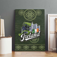 Celtic Ireland Canvas Wall Art with Irish Flag Castle and Knotwork Design