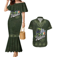 Celtic Ireland Couples Matching Mermaid Dress and Hawaiian Shirt with Irish Flag Castle and Knotwork Design