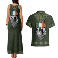 Celtic Ireland Couples Matching Tank Maxi Dress and Hawaiian Shirt with Irish Flag Castle and Knotwork Design