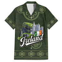 Celtic Ireland Family Matching Off The Shoulder Long Sleeve Dress and Hawaiian Shirt with Irish Flag Castle and Knotwork Design