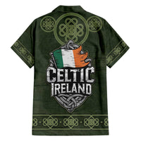 Celtic Ireland Family Matching Off The Shoulder Long Sleeve Dress and Hawaiian Shirt with Irish Flag Castle and Knotwork Design