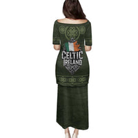 Celtic Ireland Family Matching Puletasi and Hawaiian Shirt with Irish Flag Castle and Knotwork Design