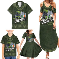 Celtic Ireland Family Matching Summer Maxi Dress and Hawaiian Shirt with Irish Flag Castle and Knotwork Design