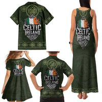 Celtic Ireland Family Matching Tank Maxi Dress and Hawaiian Shirt with Irish Flag Castle and Knotwork Design