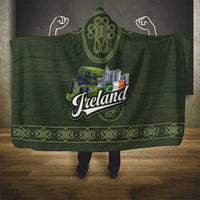 Celtic Ireland Hooded Blanket with Irish Flag Castle and Knotwork Design