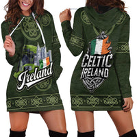 Celtic Ireland Hoodie Dress with Irish Flag Castle and Knotwork Design